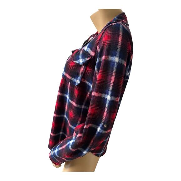 LOVE POTION Womens Size Small Plaid Convertible Sleeve Half Zip Flannel Shirt - Picture 5 of 8